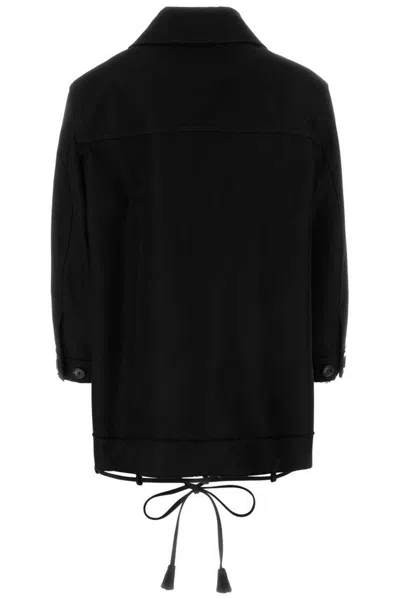 Gucci Gabardine Jacket With Collared Neck And Drawstring Hem In Black