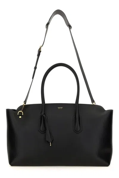 Tom Ford Leather Shopping Bag With Top Handles And Gold-tone Hardware