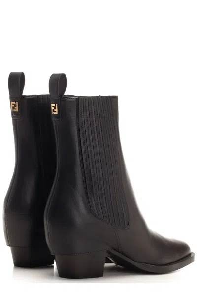 Fendi Black Leather Ankle Boots