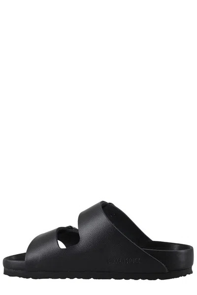 Birkenstock Black Leather Arizona Bs Slippers In Black