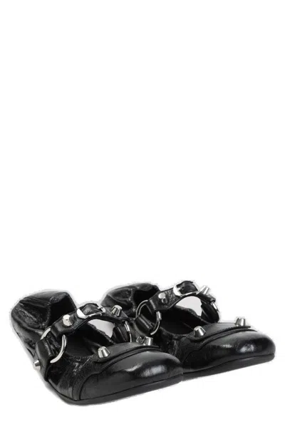 Balenciaga Black Lamb Leather Shoes With Striking Metallic Accents
