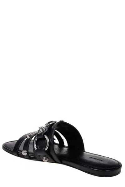 Balenciaga City Nappa Leather Flat Slides In Black