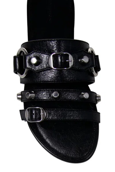 Balenciaga City Nappa Leather Flat Slides In Black