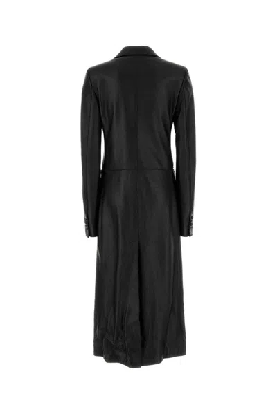 Balenciaga Long Length Leather Coat With Notched Lapel