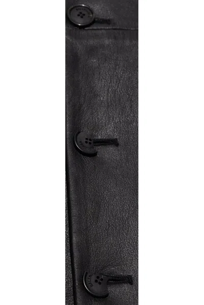 Balenciaga Long Length Leather Coat With Notched Lapel