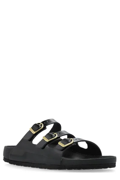 Birkenstock Florida Dbuckle Exquisite Shine Fit S Shoes In Black