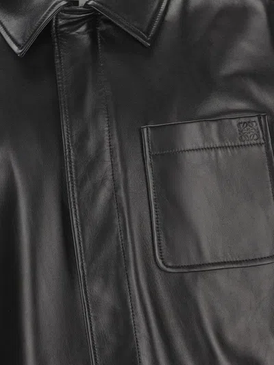 Loewe Anagram Leather Zip-up Overshirt