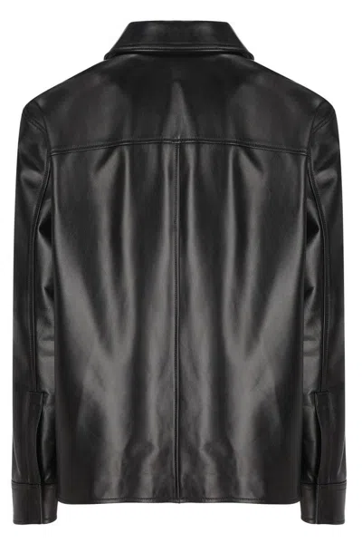 Loewe Anagram Leather Zip-up Overshirt