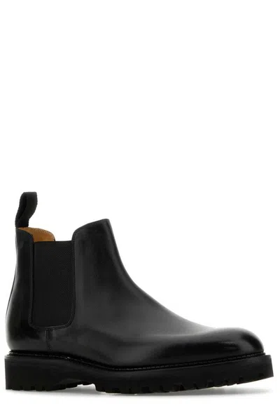 John Lobb Black Leather Lawry Ankle Boots