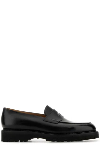 John Lobb Black Leather Lopez Loafers