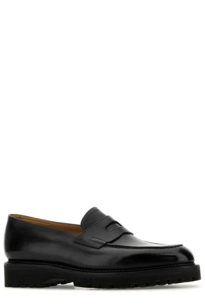 John Lobb Black Leather Lopez Loafers