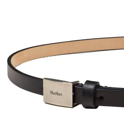 Max Mara Black Leather Plate Belt