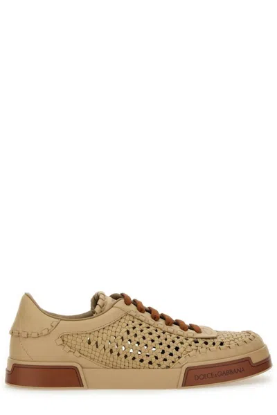 Dolce & Gabbana Cappuccino Leather Portofino Sneakers