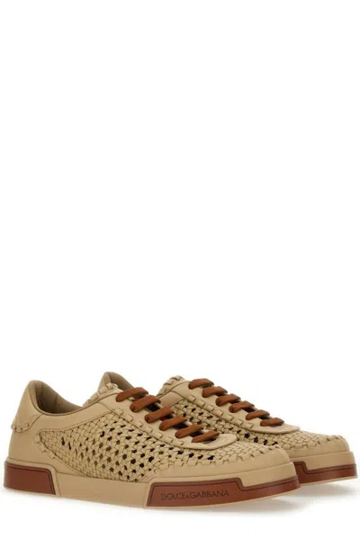Dolce & Gabbana Cappuccino Leather Portofino Sneakers
