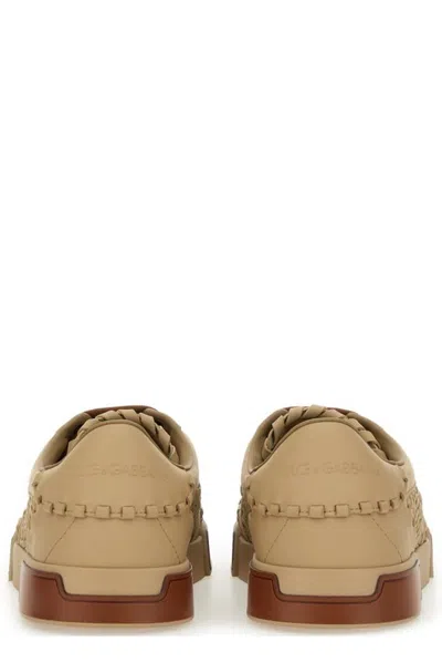 Dolce & Gabbana Cappuccino Leather Portofino Sneakers