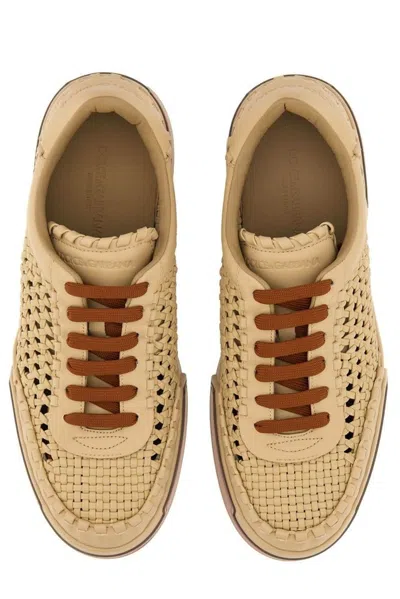 Dolce & Gabbana Cappuccino Leather Portofino Sneakers