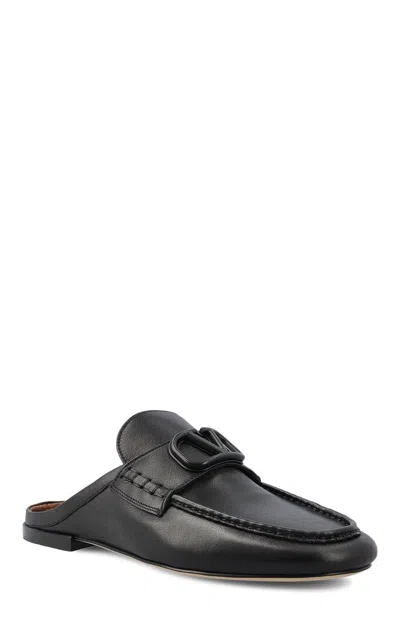 Valentino Black Leather Slippers