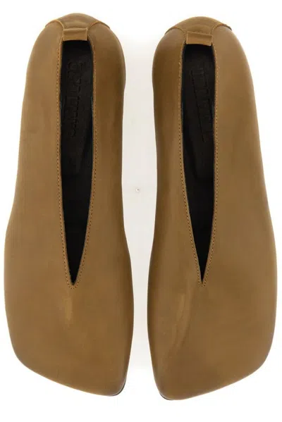Uma Wang Lace-up Ballet Shoes Squared Toe In Brown