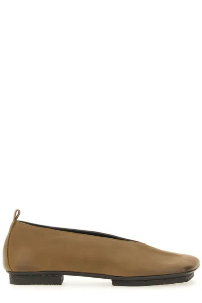 Uma Wang Lace-up Ballet Shoes Squared Toe In Brown