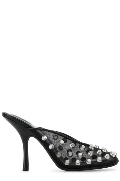 Alexander Wang Mesh Pointed Toe Mules With Studded Embellishments