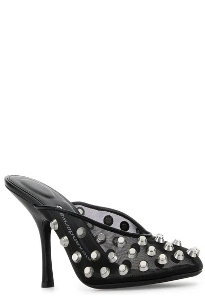 Alexander Wang Mesh Pointed Toe Mules With Studded Embellishments