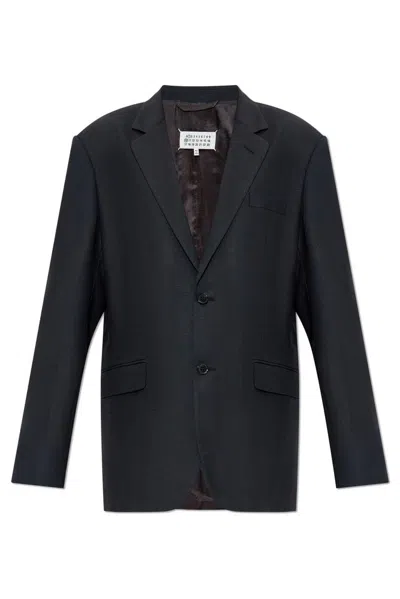 Maison Margiela Black Mohair Blend Oversize Blazer In Black
