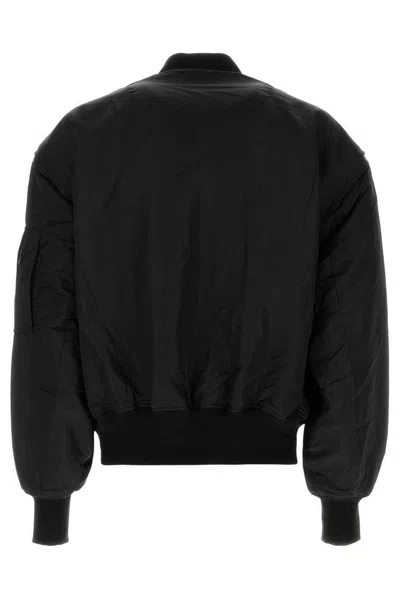 Entire Studios Black Nylon Broad Bomber Jacket In Black
