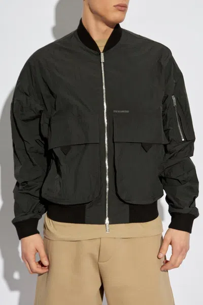 Dsquared2 Black Polyester Blend Bomber Jacket In Black