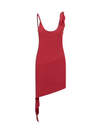 Courrèges Black Polyester Mini Dress In Red
