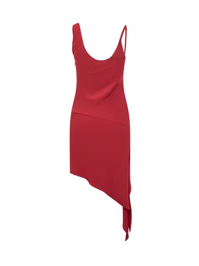 Courrèges Black Polyester Mini Dress In Red