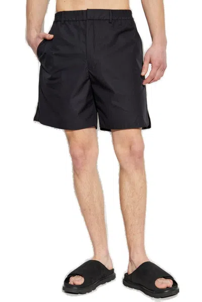 Fendi Black Cotton Bermuda Shorts Men In Black