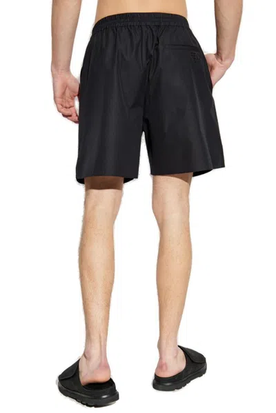 Fendi Black Cotton Bermuda Shorts Men In Black