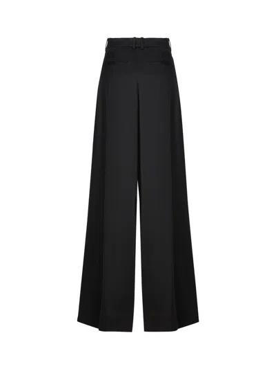 Saint Laurent Black Satin Wide-leg Pant In Black