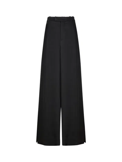 Saint Laurent Black Satin Wide-leg Pant In Black