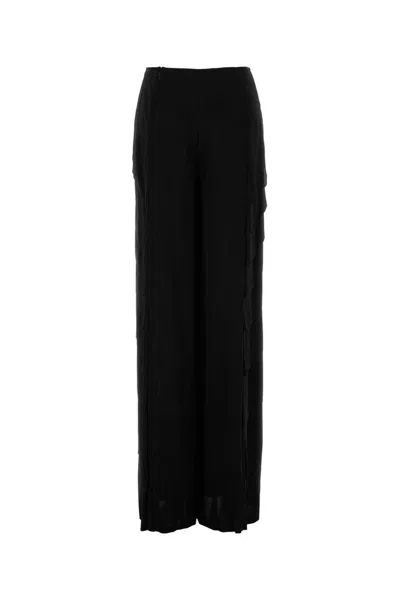 Alberta Ferretti Black Satin Wide-leg Pant