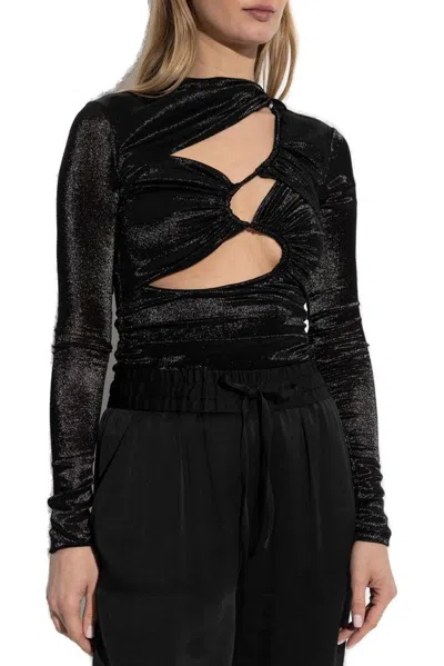 Isabel Marant Black Stretch Silk Blend Rose Top