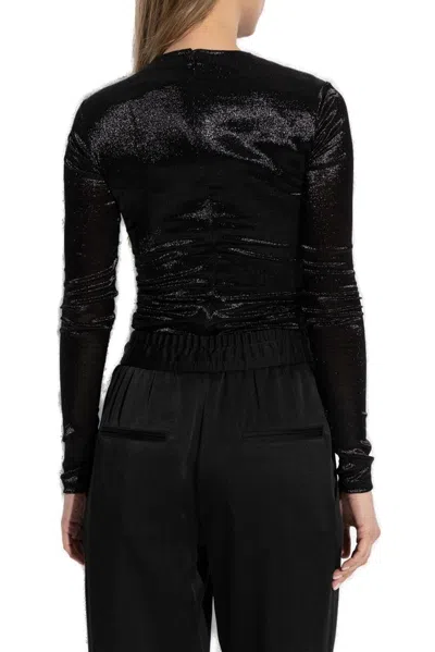 Isabel Marant Black Stretch Silk Blend Rose Top
