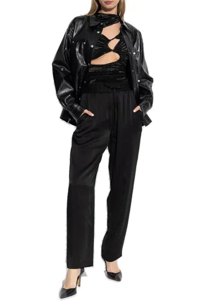 Isabel Marant Black Stretch Silk Blend Rose Top