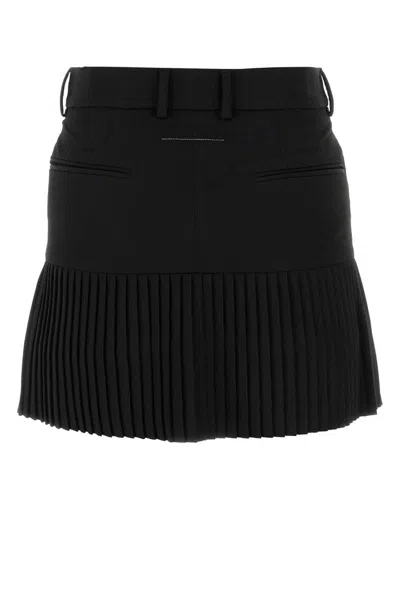Mm6 Maison Margiela Mini Skirt Pleated Belt Loops In Black