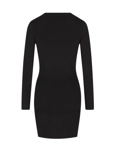 Saint Laurent Plunging Round Neck Long-sleeved Dress