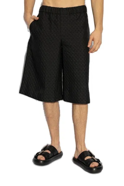 Alexander Mcqueen Skull Jacquard Pattern Shorts In Black