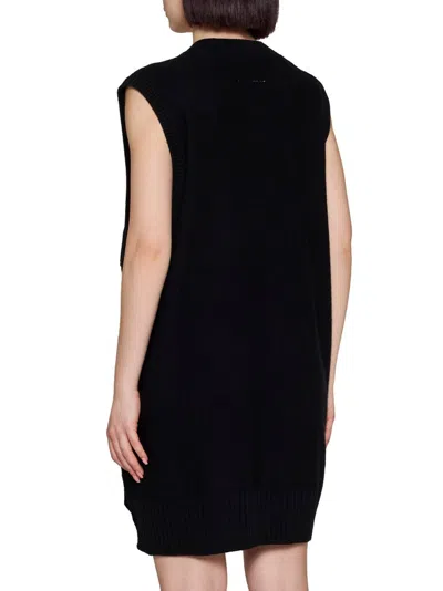 Mm6 Maison Margiela Black Wool And Acrylic Mini Dress