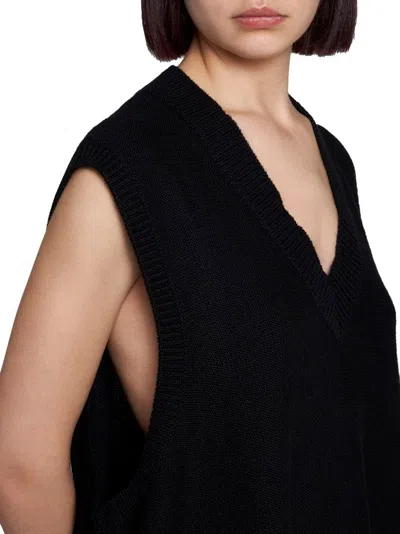 Mm6 Maison Margiela Black Wool And Acrylic Mini Dress