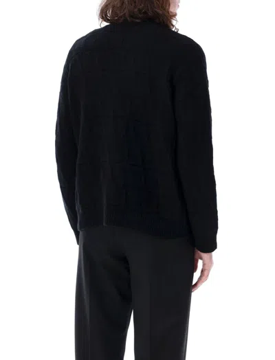 Valentino Textured Wool Cardigan With Embroidered Motif In Black