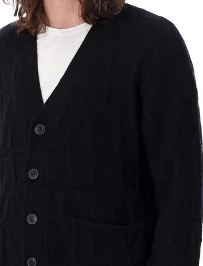 Valentino Textured Wool Cardigan With Embroidered Motif In Black