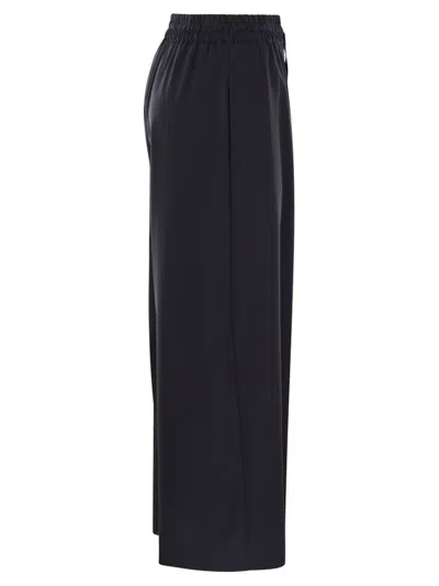 Weekend Max Mara Midnight Blue Wool Elmo Wide-leg Pant In Blue