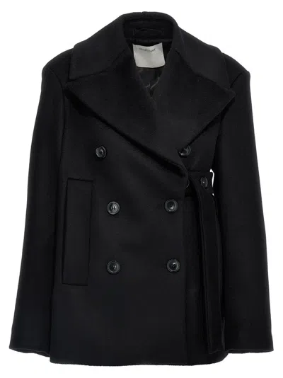 Sportmax Black Wool Orchis Coat In Black