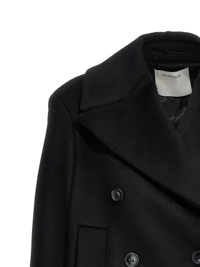 Sportmax Black Wool Orchis Coat In Black