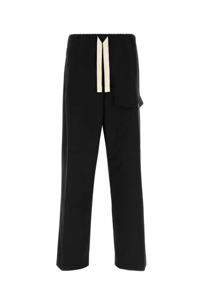 Dries Van Noten Wide Leg Wool Pant With Elastic Waistband