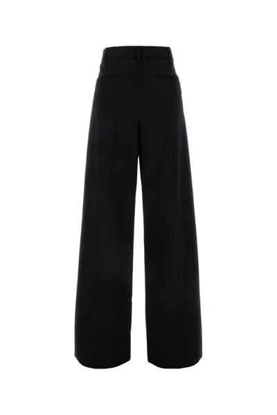Valentino Black Wool Wide-leg Pant In Black